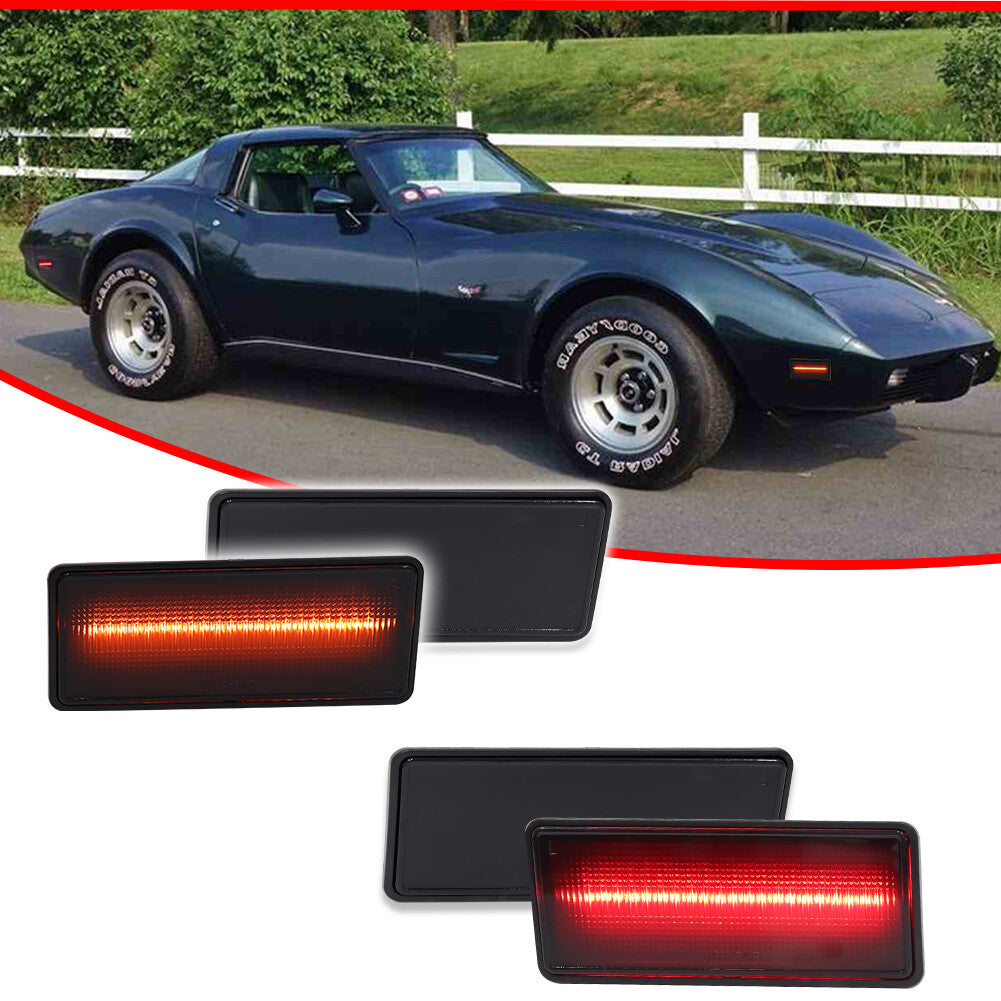 4-Piece Smoked Lens Front and Rear Side Marker Lights for 1974-1979 for Chevrolet for Corvette C3