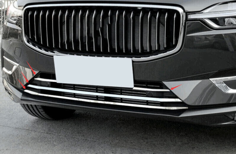 for Volvo XC60 2018-2023 Silver Titanium Front Bumper Center Hood Grill Strip 4x