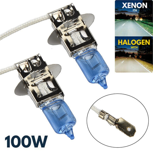 1 Dual H3 Xenon Headlights, White 100W-12V Halogen Headlights, 453 Fog Lights, Car Bulbs