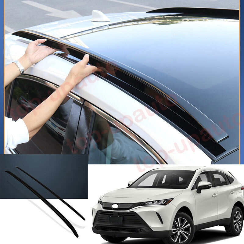 for Toyota Venza 2021-23 Glossy black Side Bars Rails Roof Rack Luggage Carrier