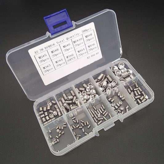 Stainless steel socket hex screw cup tip, categorized as M3, 4, 5, M6, M8, 200 pieces