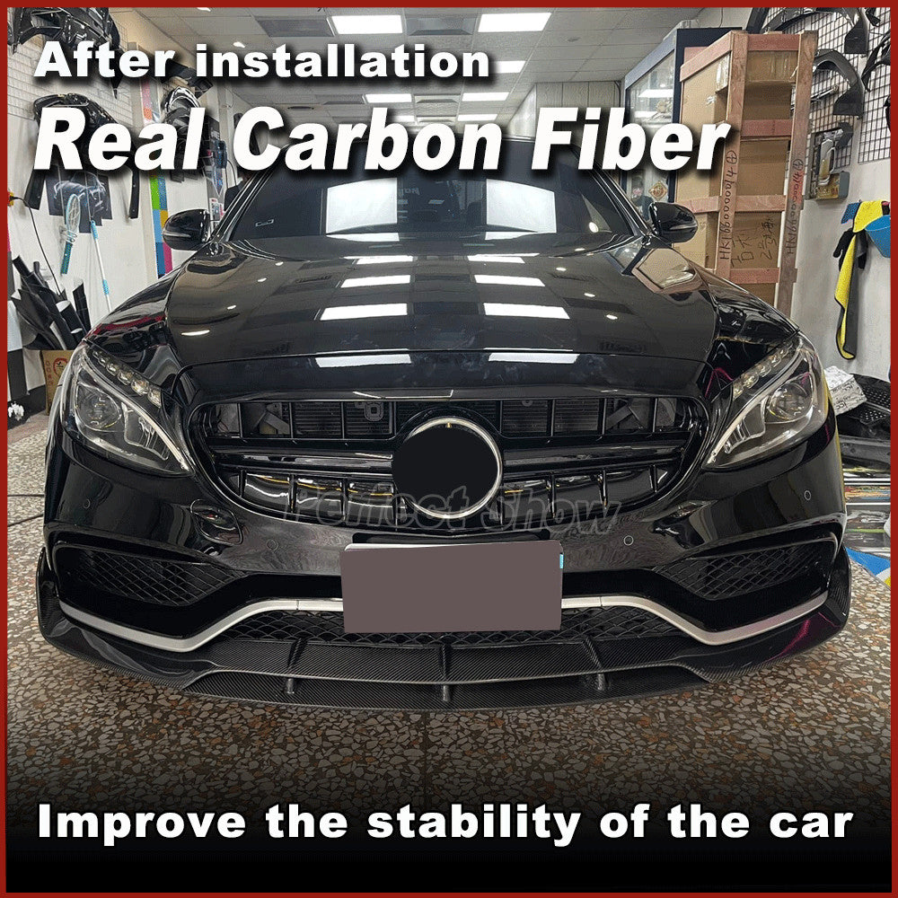 Fit for Benz W205 C63 Sedan 15-21 REAL Carbon Front Bumper Chin Lip Spoiler