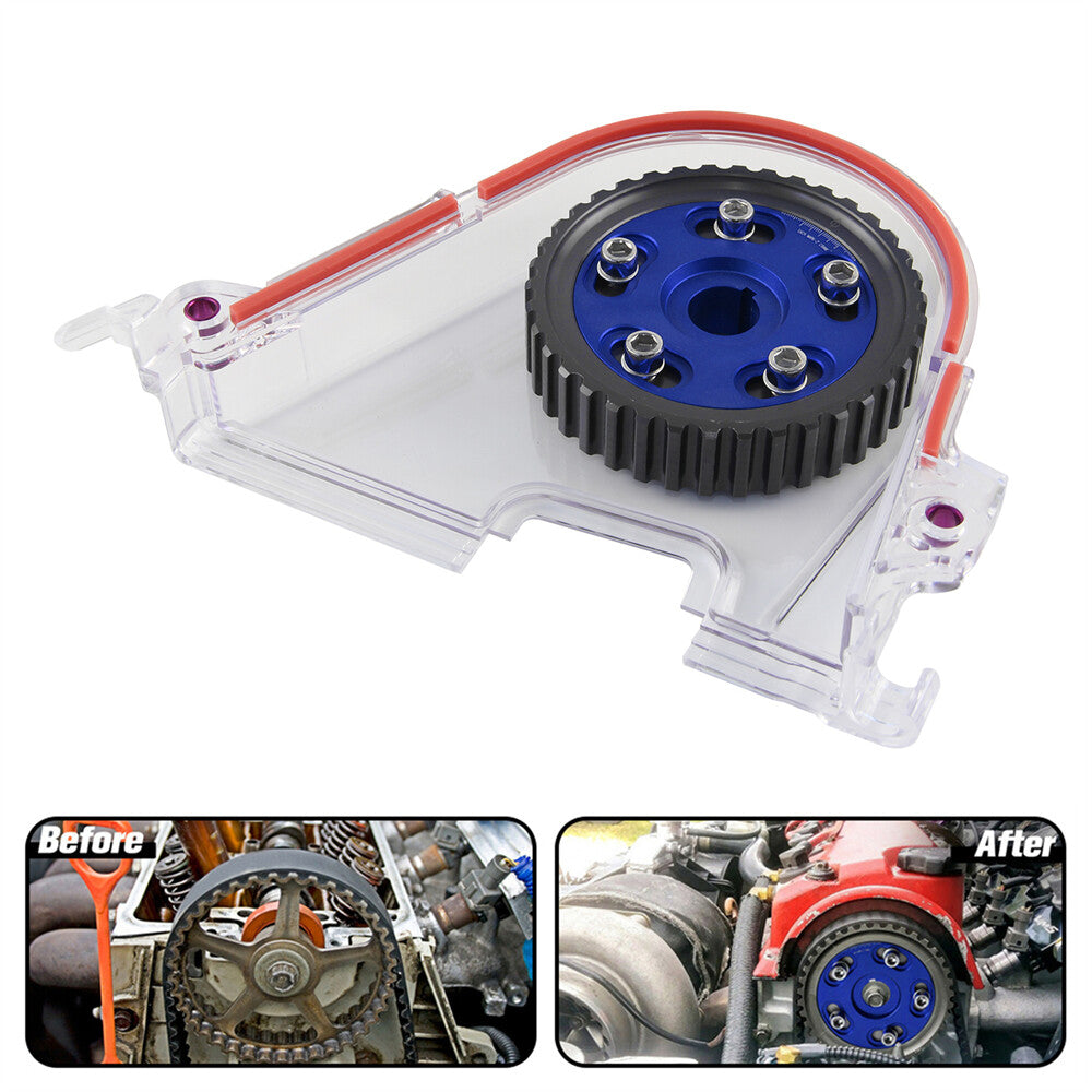 Clear Gear Timing Belt Cover +Cam Gear for Honda for Civic D15 D16 SOHC 96-00 Blue