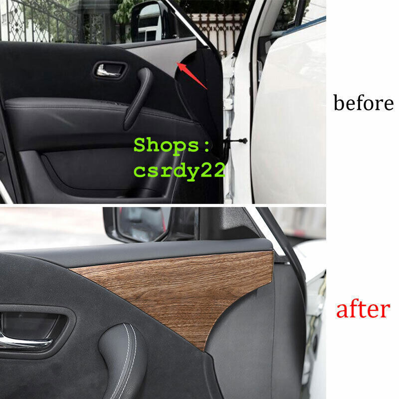 Inner Door Panel Strip Cover Trim 4X for Nissan Armada Y62 2017-2020 Wood Grain