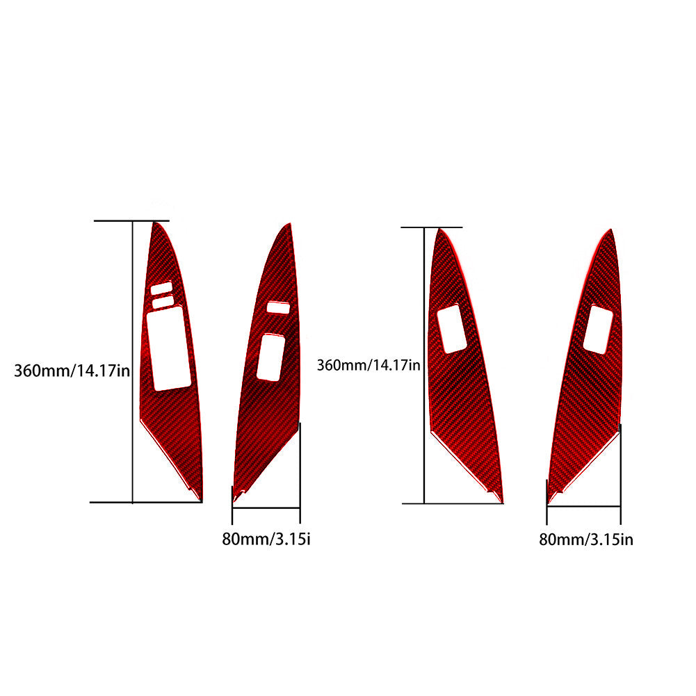 4Pcs For 2007-11 for Toyota for Camry Red Carbon Fiber Door Window Lift Panel Cover Trim