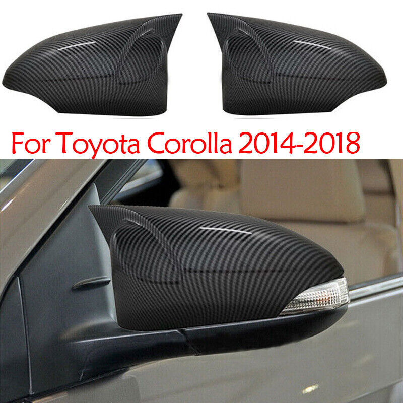 Fit for Toyota for Corolla 2014-2018 Carbon Fiber Look Car Rearview Mirror Cover Cap