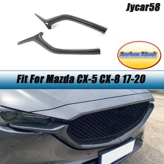for Mazda CX-5 CX5 CX8 17UP Front Bumper Mesh Grille Grills Strip Carbon Look