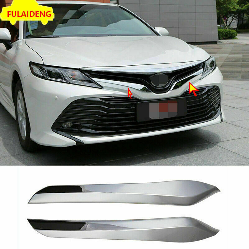 2X For 2018-2021 for Toyota for Camry L LE XLE Chrome Front Central Grille Strip Cover