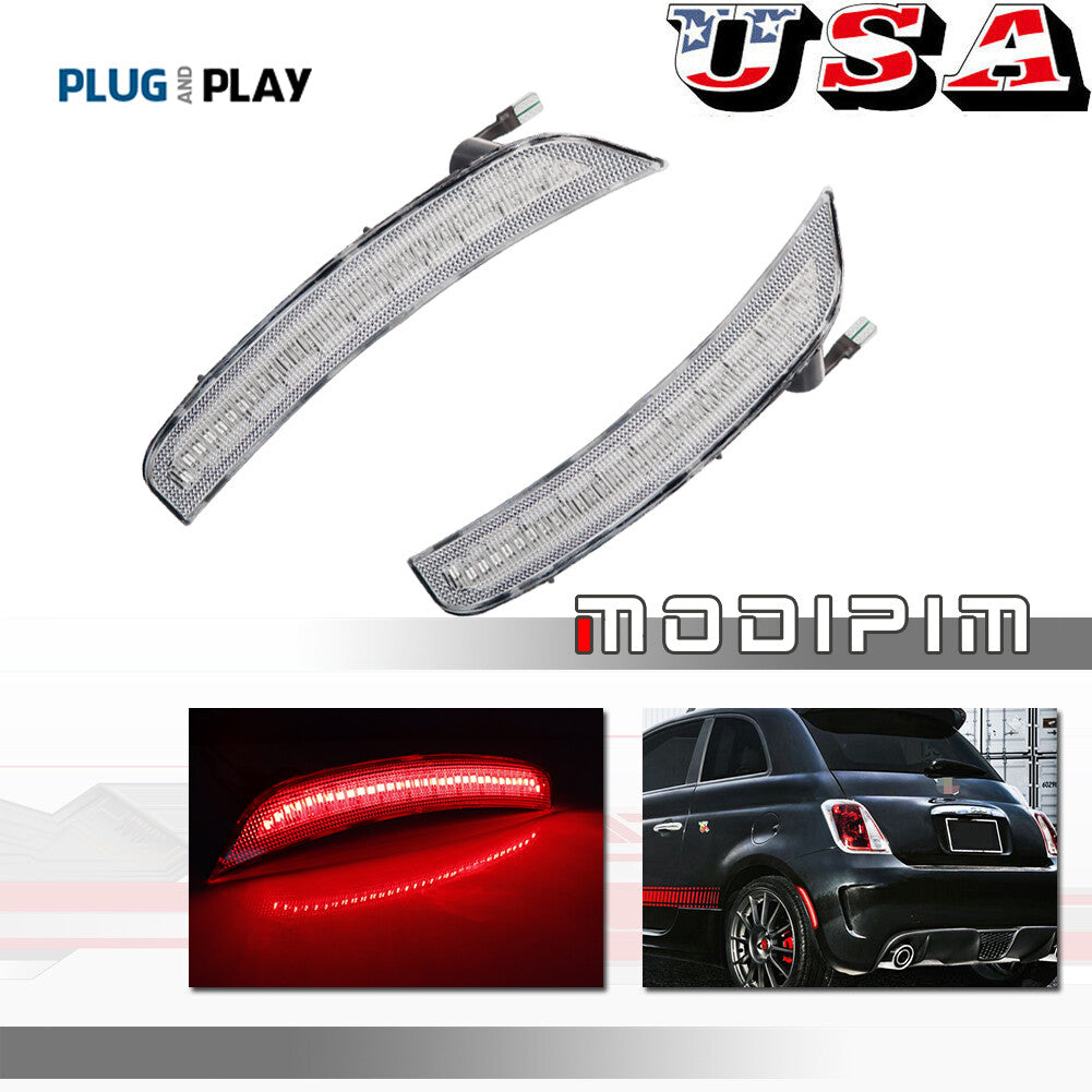 Red LED transparent lens rear fender side marker light for Fiat 500 Pop Lounge - 12-17