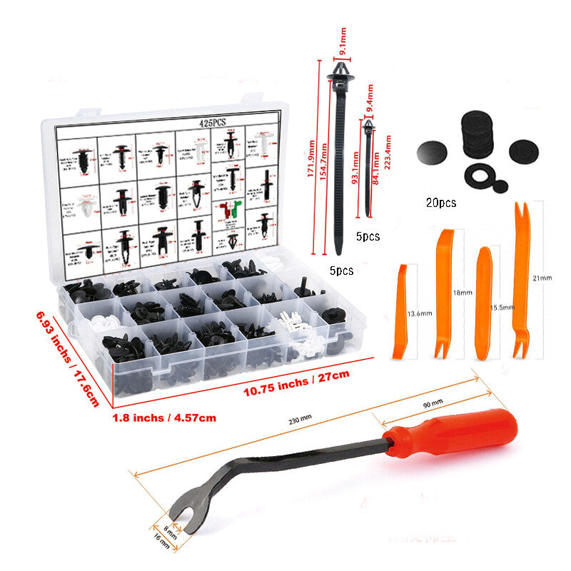 Car sales riveting kit, nylon bumper fender rivet clips, door trim panel clips