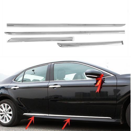 for Toyota for Camry 18-23 Chrome Body Side Door Molding Line Cover Trims Garnish 4P