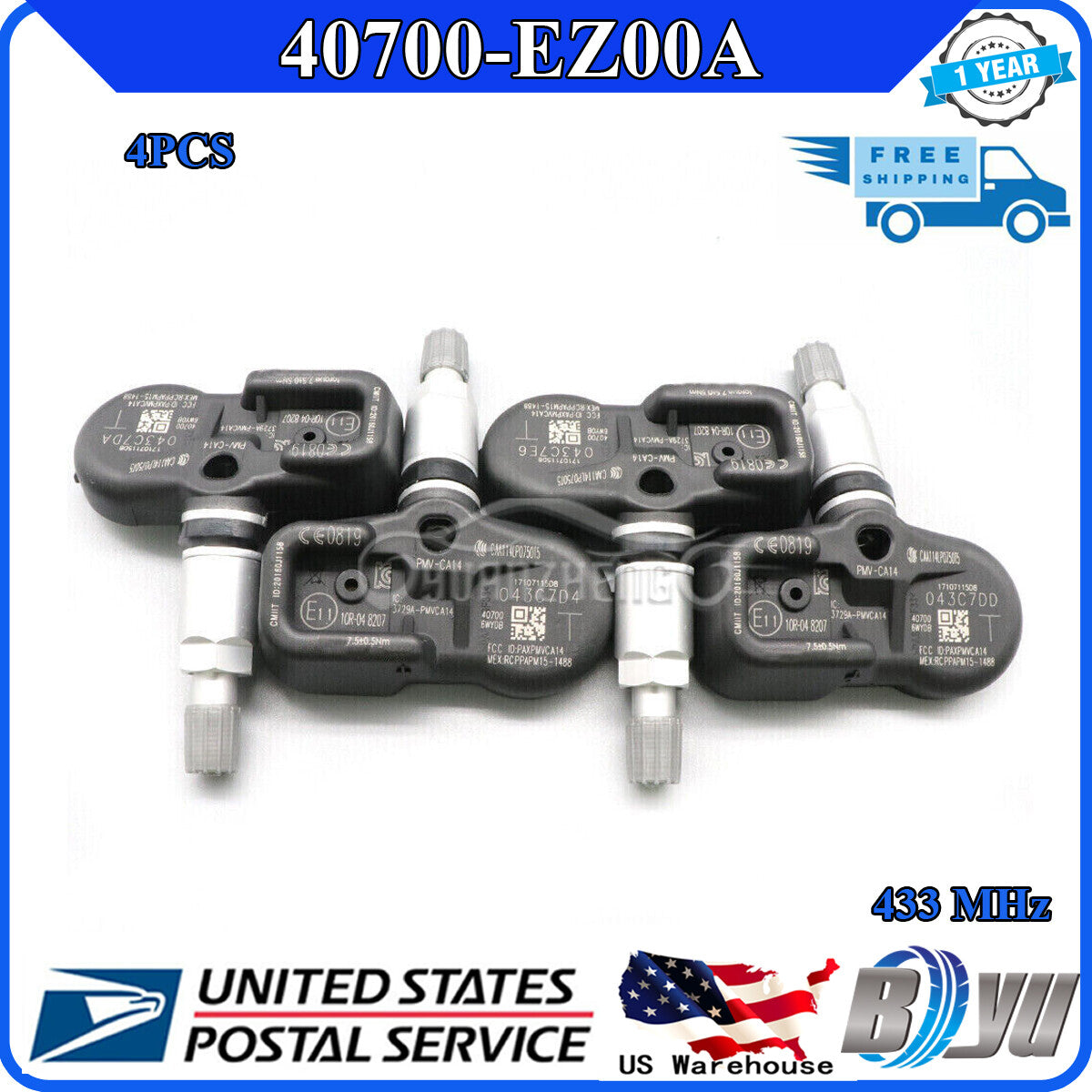TPMS (4) 433MHZ Tire Pressure Monitoring Sensor for 16-20 for Nissan Titan 40700-EZ00A