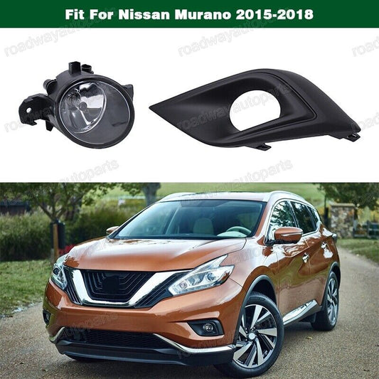 Left Side Fog Light Driving Lamp w/Bezel Cover+Bulb for Nissan Murano 2015-2018