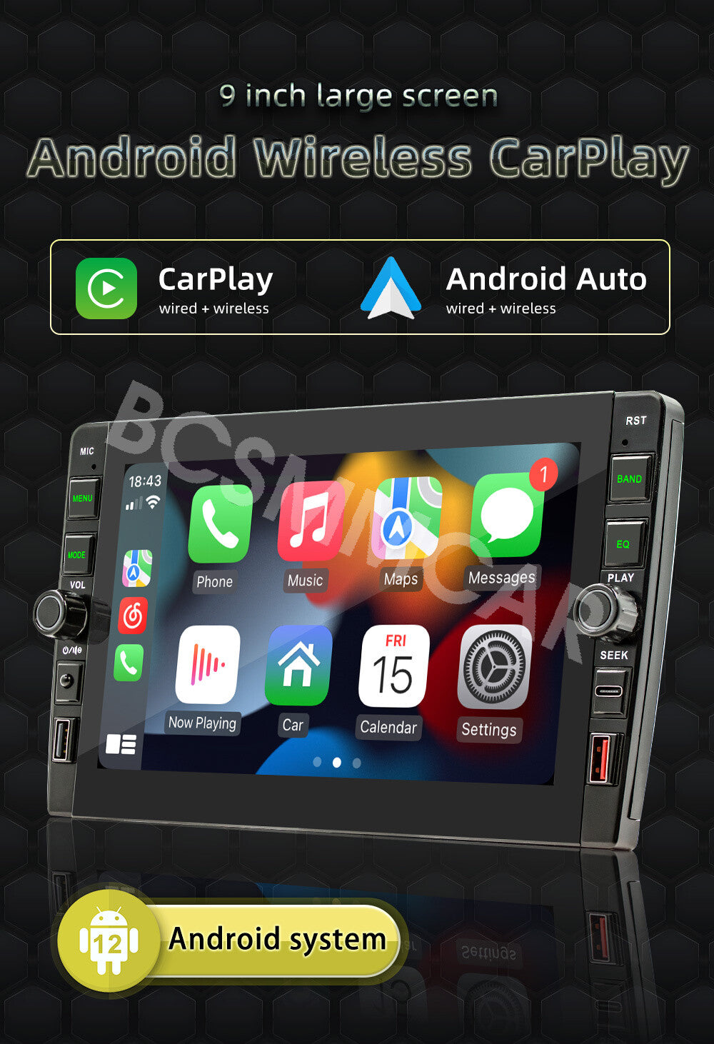 8in Android 12 For Apple Carplay Car Stereo Radio GPS Navigation WiFi 2 Din Cam