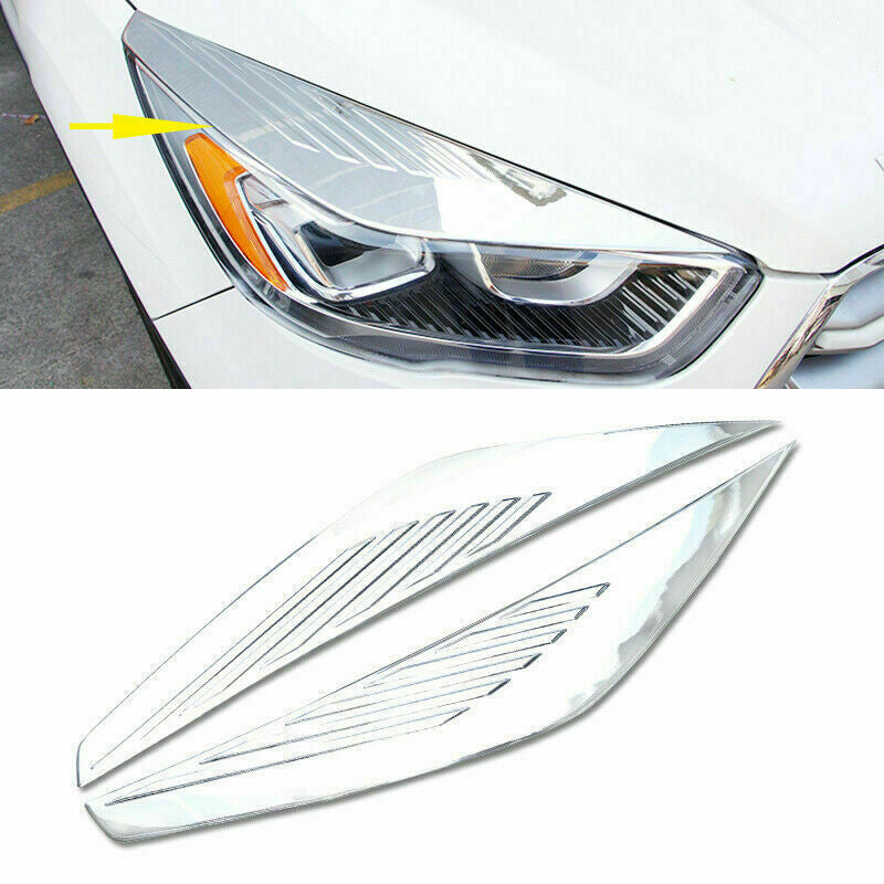 2P for Ford Escape Kuga 2017-2019 Chrome Car Head Light Eyebrow Decor Cover trim