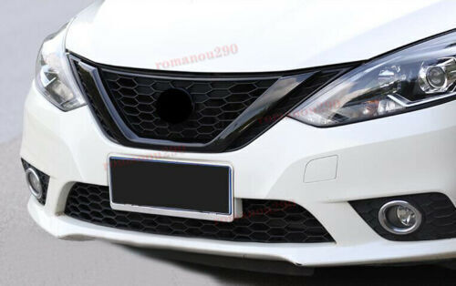 2X for Nissan Sentra 2016-2019 ABS Glossy Black Front Grille Rear Door Lid Trim
