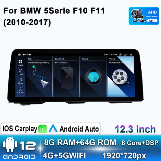 for BMW 5 Series F10 F11 F07 2010-2017 Android Auto CarPlay Car Radio GPS Player
