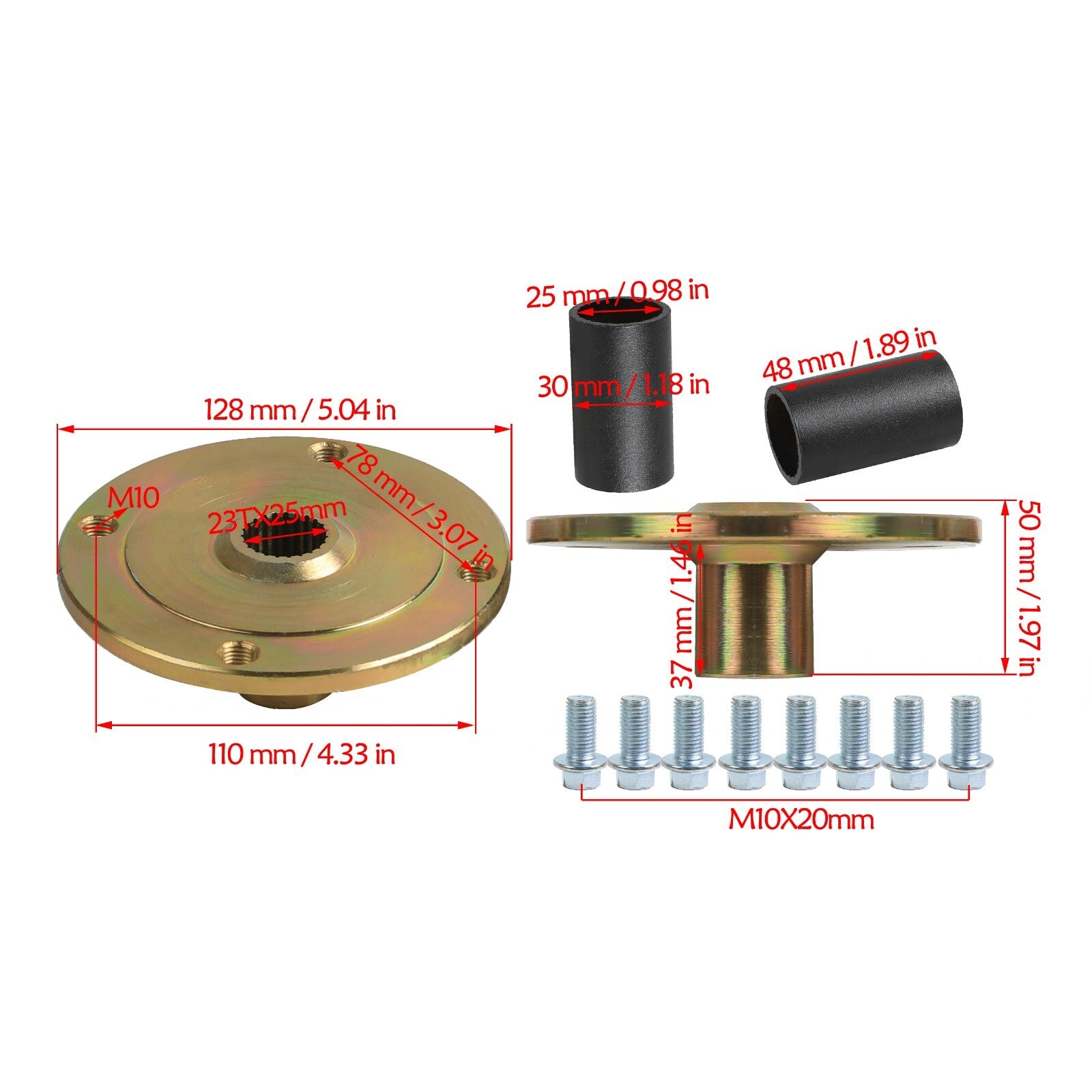 2-pack of 16x8-7 tires with 4 studs and 16/8-7 rims (16x8x7 + 110mm 23T wheels) for go-karts and all-terrain vehicles.