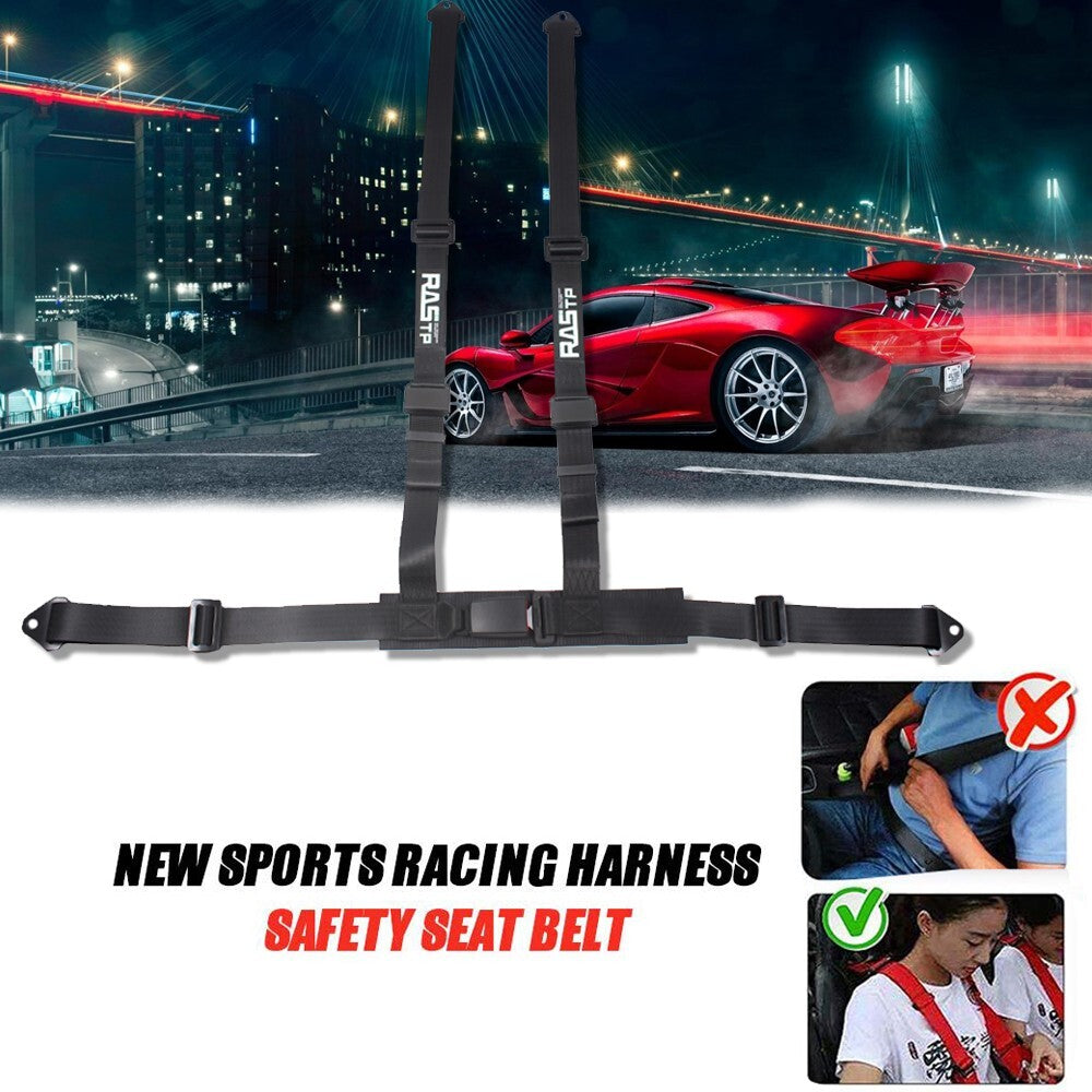 2 4Point Harness Quick Release Safety Black Universal for Seat Belt Fit For Go-Kart