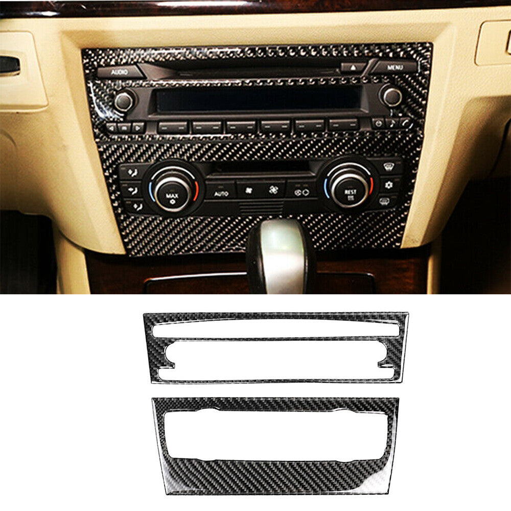 for BMW E90 3 Series 2005-12Carbon Fiber Air Conditioning CD Control Panel Cover