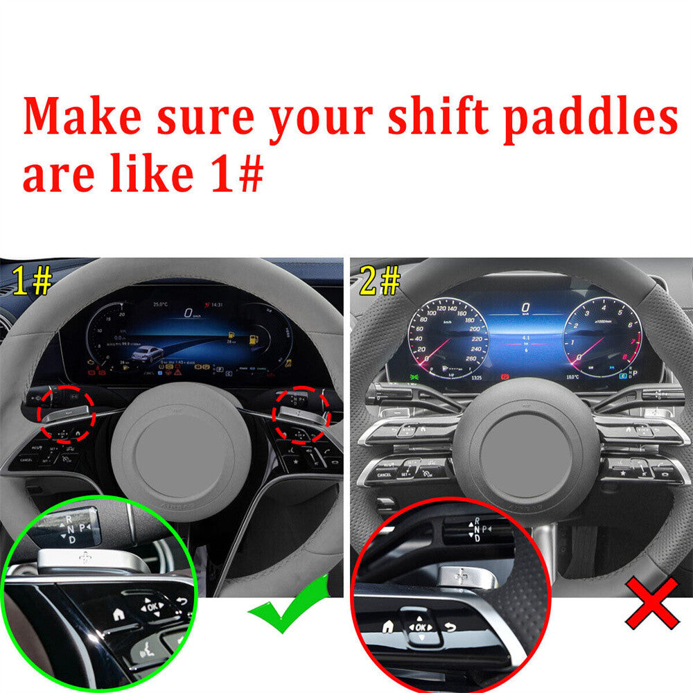Red Carbon Fiber Steering Wheel Paddles Shifter Trim for Benz C S E Class 2021+