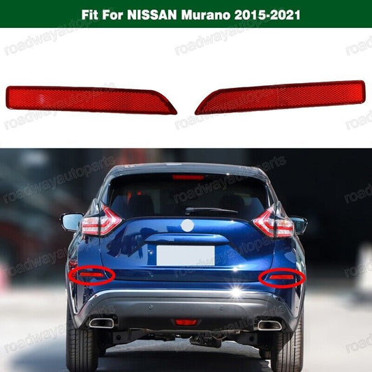 Rear LEFT RIGHT Red Bumper Light Reflector Fit for NISSAN Murano 2015-2021 2X