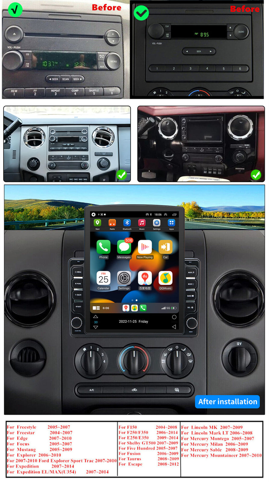 9.7''Head Unit Car Stereo Radio GPS Navigation WIFI 4G For 2004 - 2008 for Ford F150