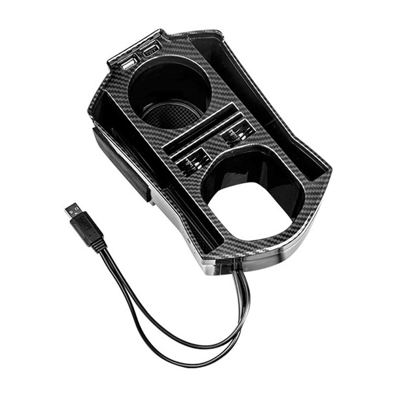Carbon Fiber Car Center Console Double Cup Holder Fit for Honda for Civic 2016-2021