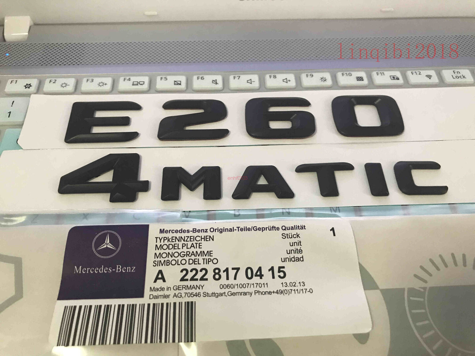 Matt black E260 + 4 MATIC Letters Trunk Emblem Badge Sticker for AMG