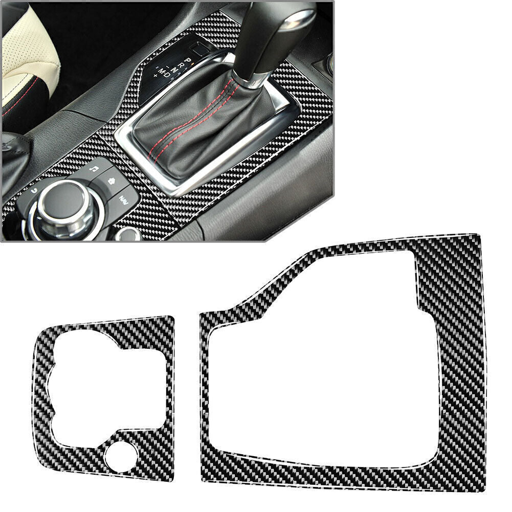 Carbon Fiber Inner Gear Shift Panel Frame Cover Trim for Mazda 3 Axela 2013-2018