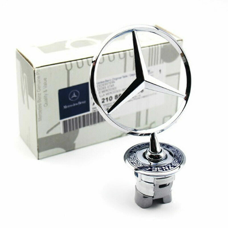 The chrome star-shaped emblem badge is suitable for Mercedes-Benz C-Class, E-Class, and S-Class vehicles.