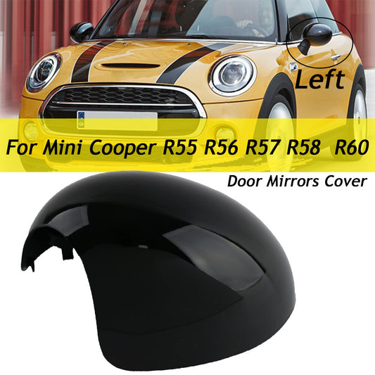 Left door mirror cover for Mini Cooper R55 R56 R57 R58 R60, gloss black.