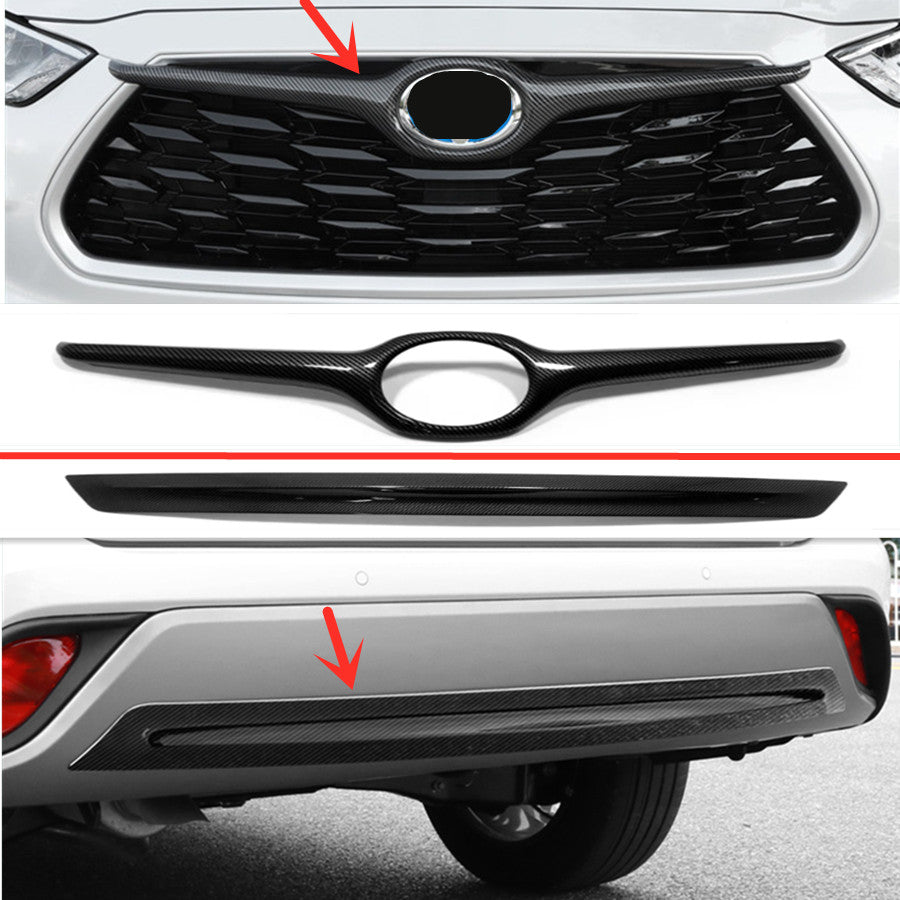 for Toyota Highlander 2020-2023 Carbon Fiber ABS FrontRear Bumper molding Cover