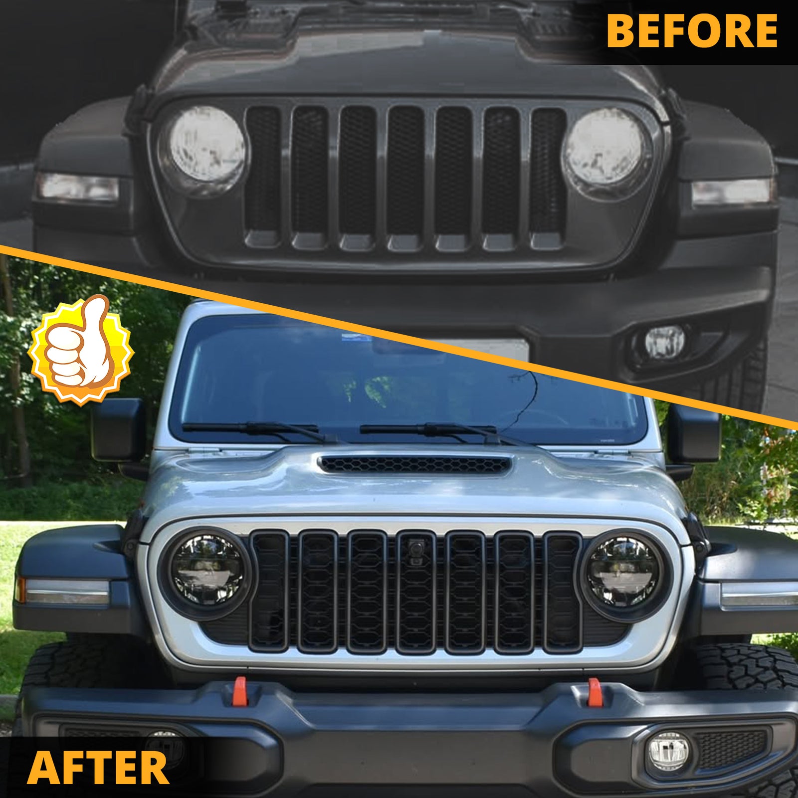 for Jeep for Wrangler JL 2018-2023 upgrade to 2024 JL Front Grill Bumper Grille Set