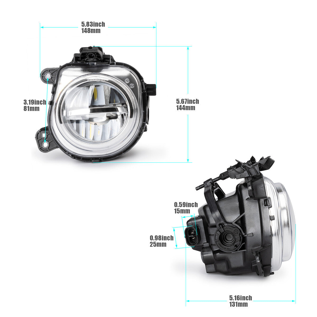 A pair of left and right LED fog lights suitable for BMW X3 F25 X4 F26 X5 F15 F85 X6 F16