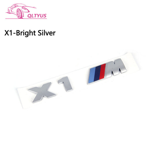 for BMW Silver Trunk Emblem X1M Small Lettering Decal Badge Set