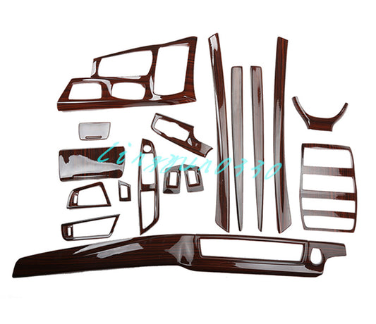 for BMW 5 Series 2011-2016 Red Wood Grain Interior Molding Kit Cover Trim 17PCS