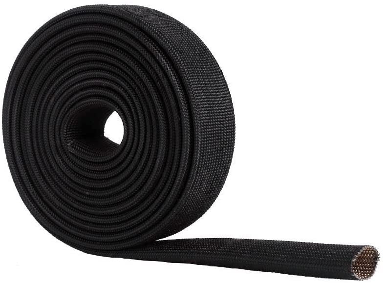 Black 3/4 inch ID x 10' Fiberglass Sleeve Flexible Insulated Spark Plug for Wires