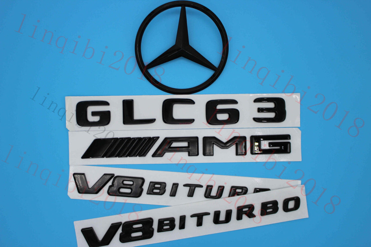 1Set GLC63 AMG Trunk Logo Sticker Decal Emblem Badge Package For W253