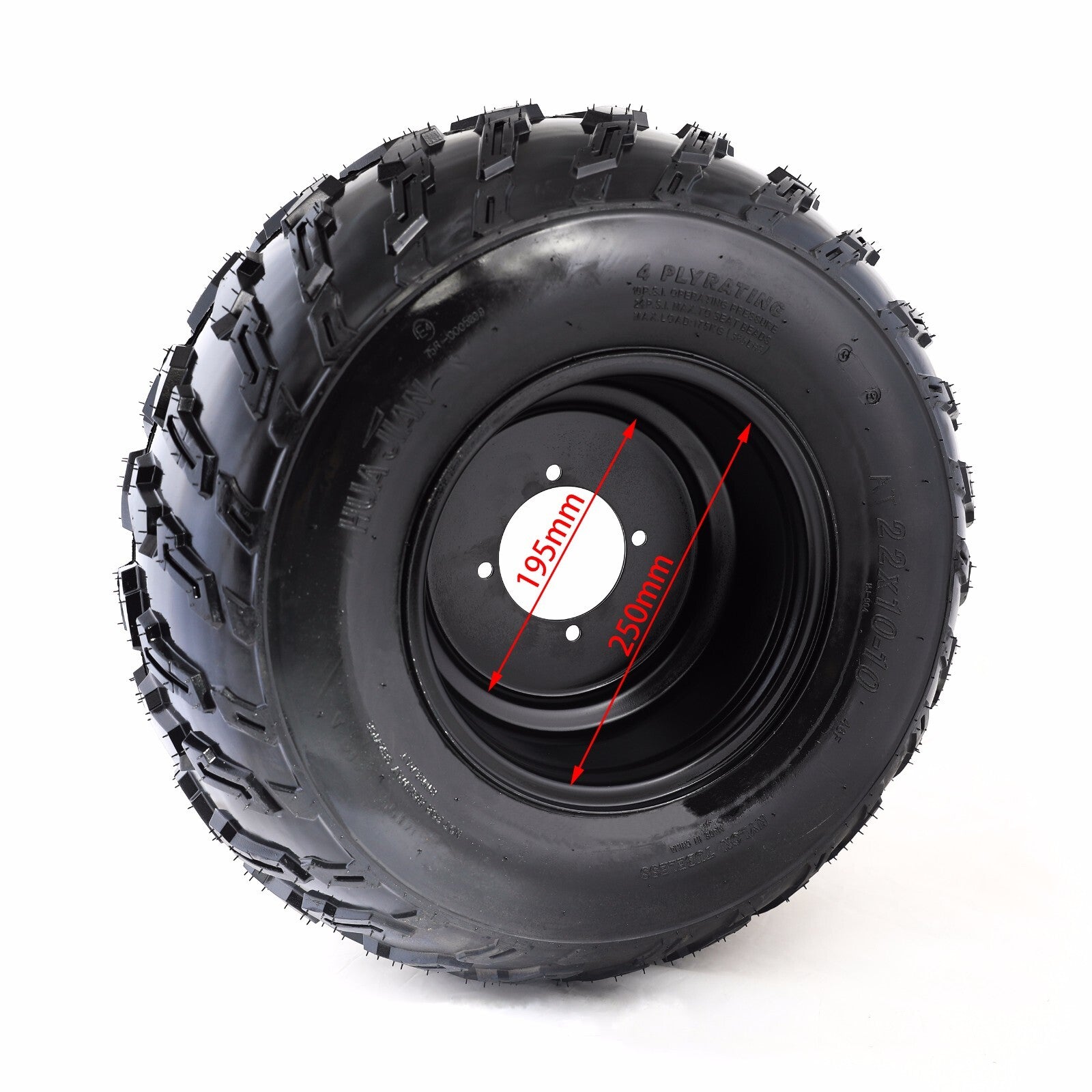 A pair of 22x10-10 tires, 4-lug rims + rear axle hub, ATV go-kart four-wheel for golf cart