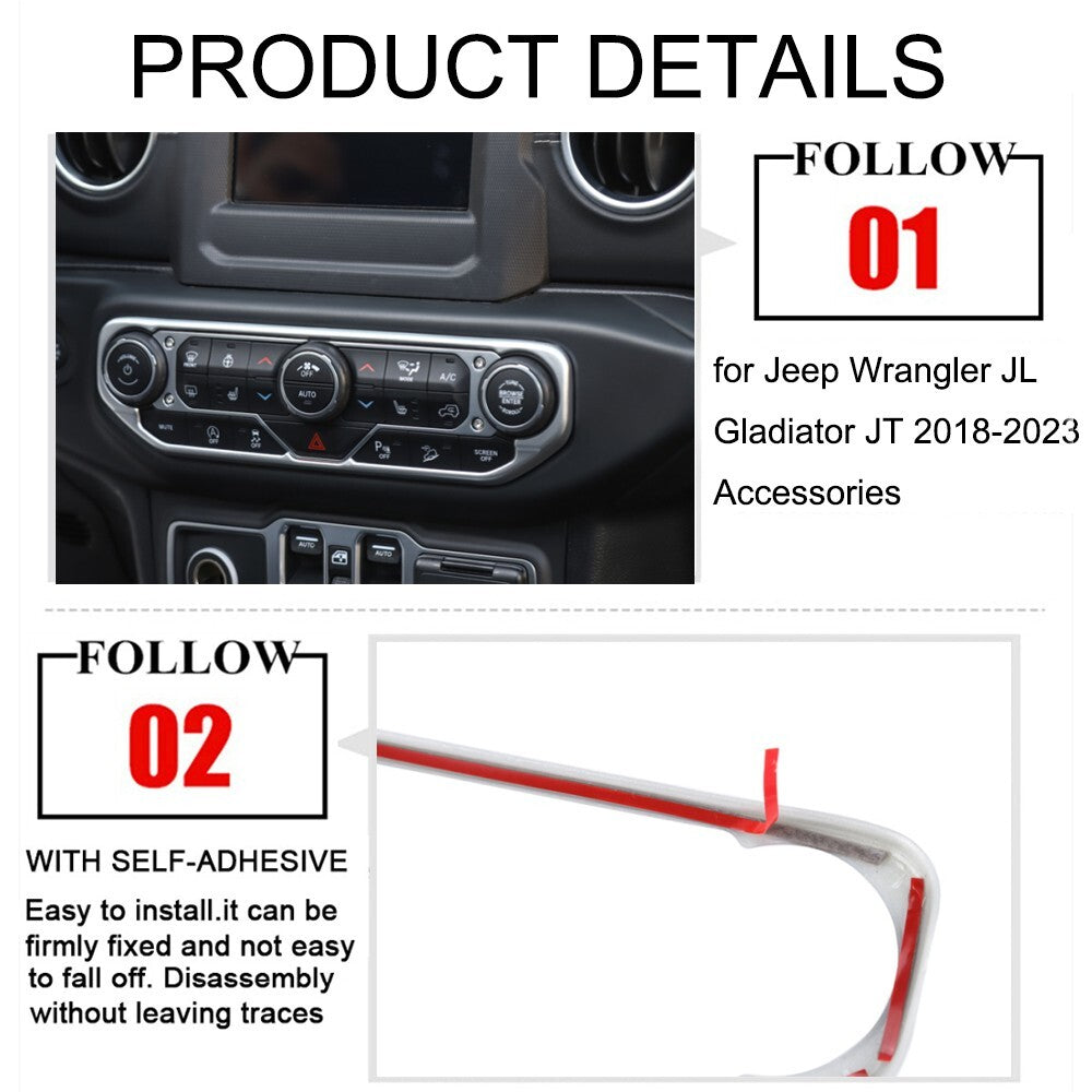Silver ABS Center Control Air Condition Switch Cover for Jeep for Wrangler JL JT 18+