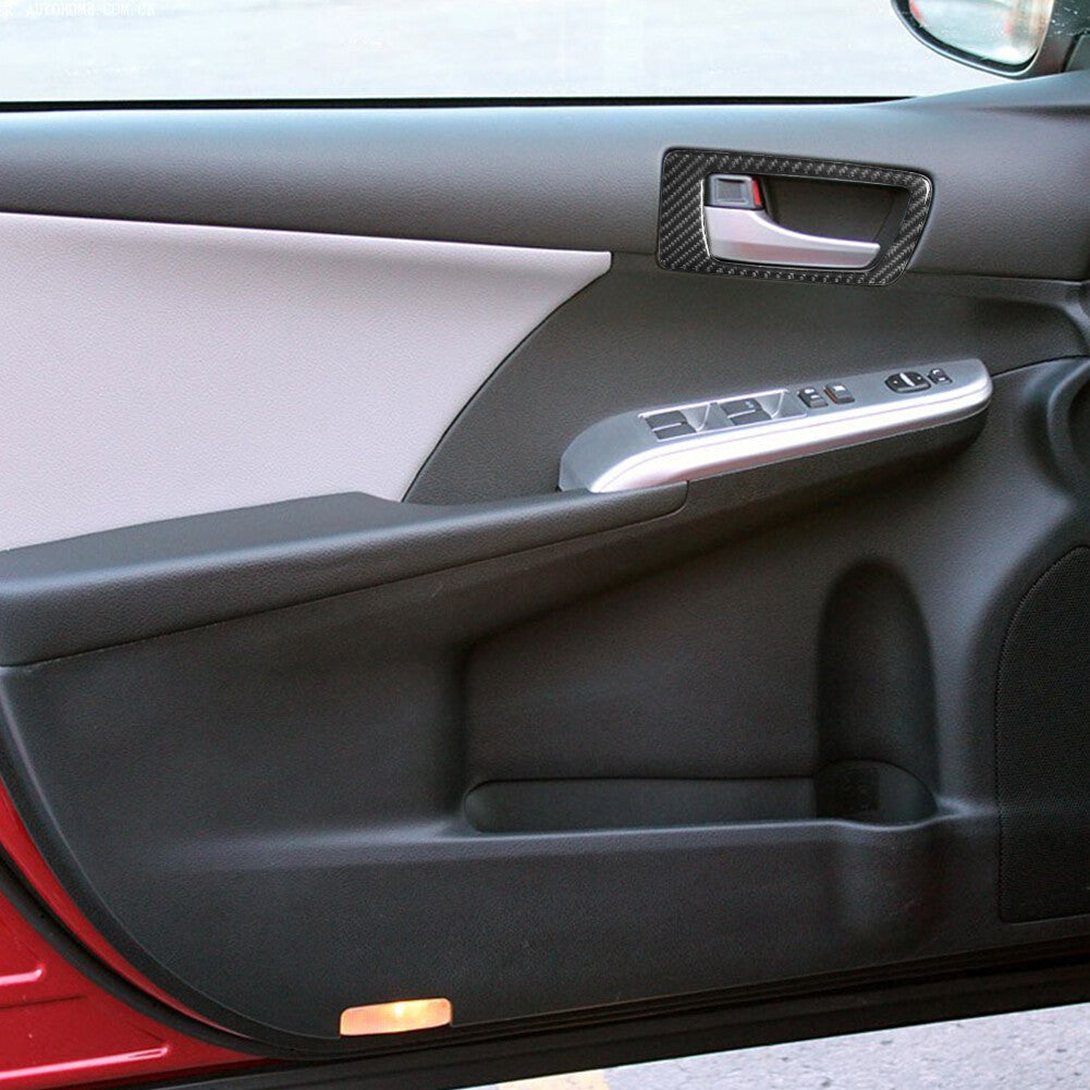 2x Carbon Fiber Front Door Handle Panel Trim Cover for Toyota for Camry 2012-2014