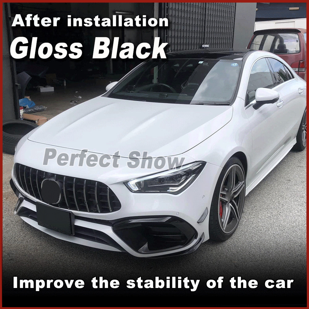 for Benz W118 C118 CLA45 20-23 Gloss Black Front Bumper Splitter Canard Fins