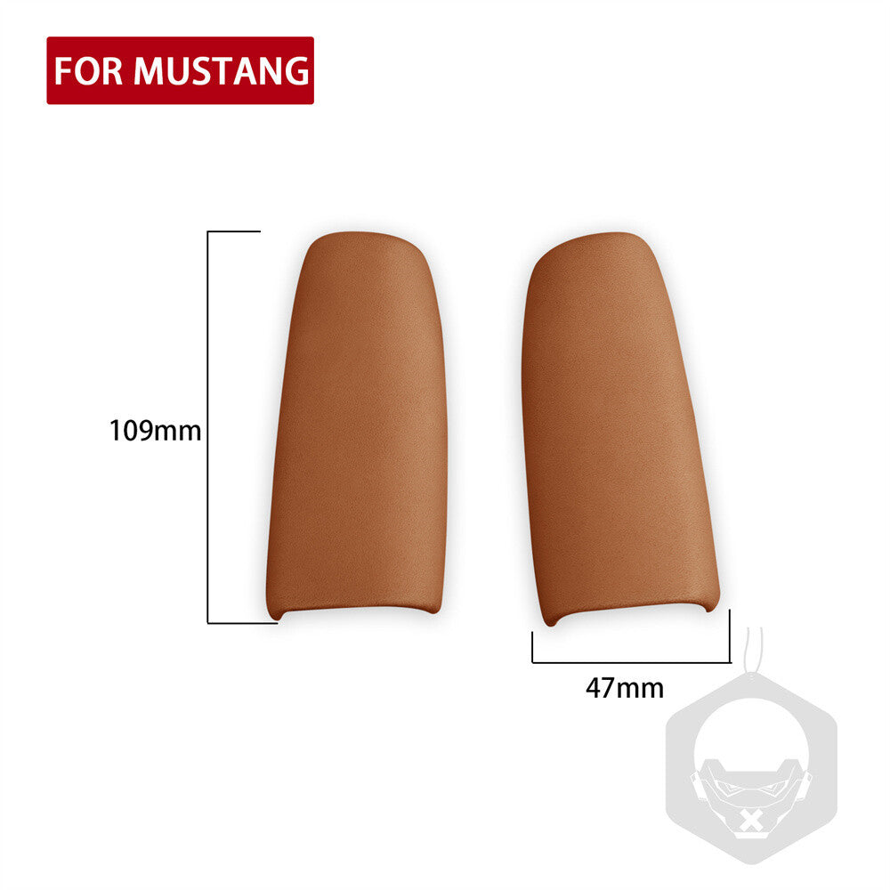 PU Leather Brown Car Handbrake Grips Cover for Ford for Mustang 2015-23 Accessories
