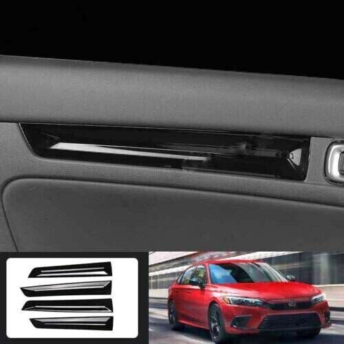 for Honda for Civic 2022 2023 Gloss Black Interior Door Panel Strip Cover Trim 4Pcs