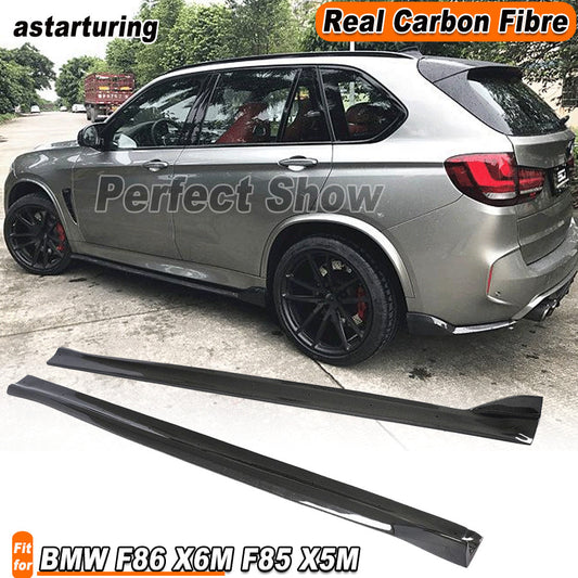 Fit for BMW F85 X5M F86 X6M 2015-18 REAL Carbon Side Skirt Extension Bumper Lip