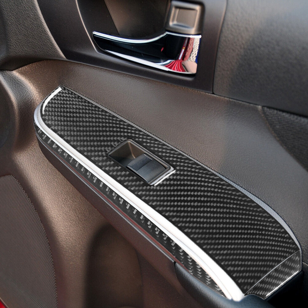 6Pcs Carbon Fiber Rear Door Window Lift Panel Cover Trim for Toyota for Camry 12-14
