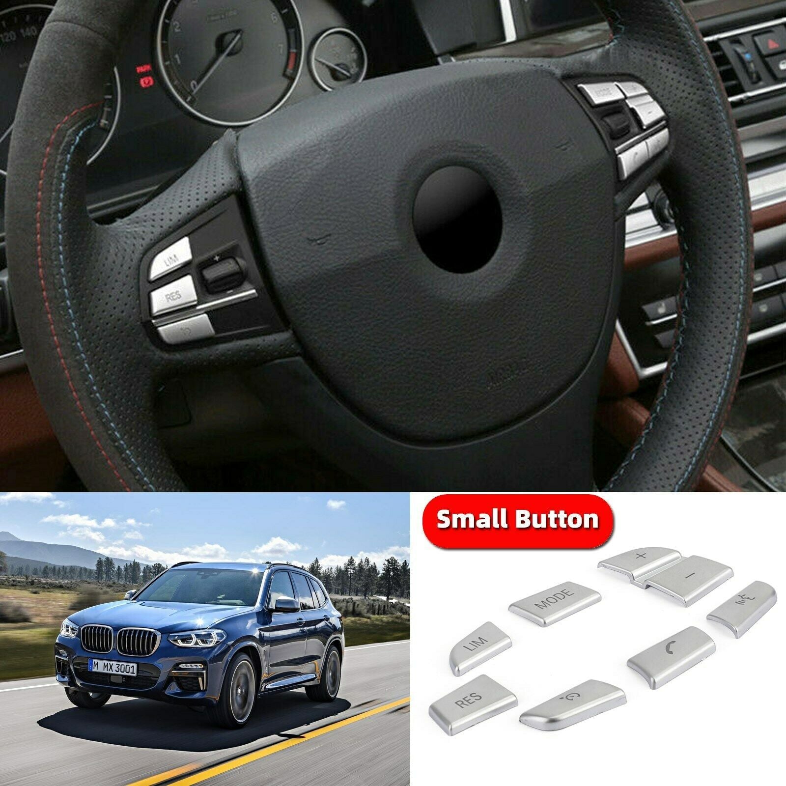 7 x steering wheel button trim, suitable for BMW X3 F25 (11-17) X4 F26 (14-17) B F1