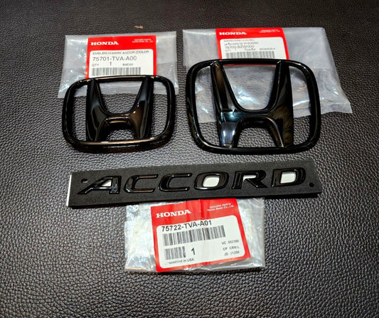 1 set of H+ Accord black gloss logo embroidered badges for Honda Accord G10 2019-2022