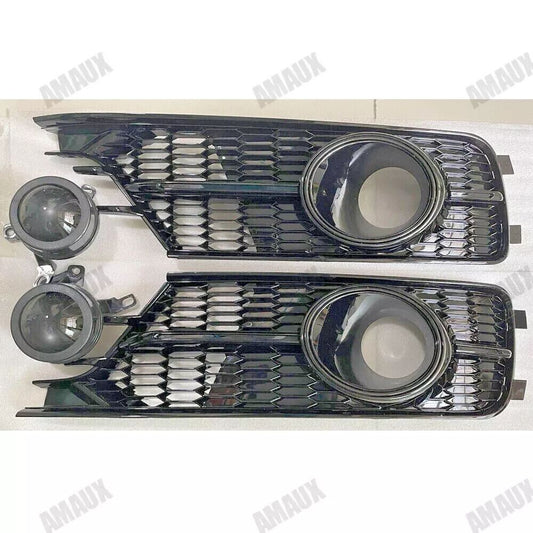 for Audi A6 S6 16-18 Fog Light Grill Front Lower Grille Cover Black W/ACC Black